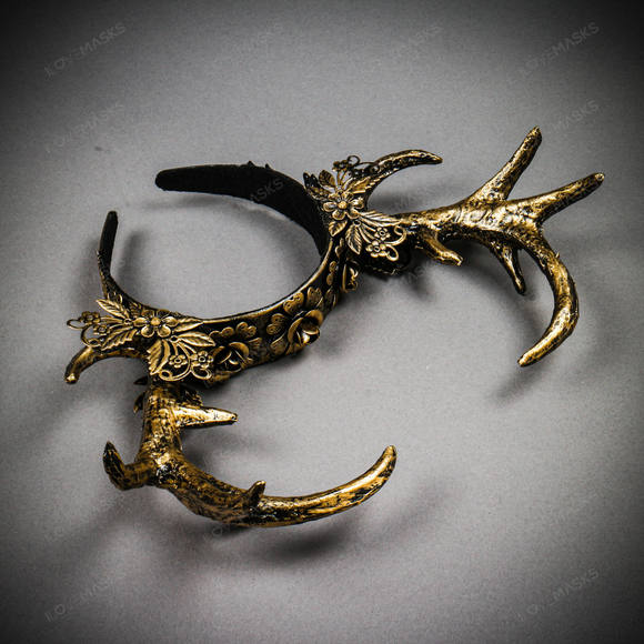 Antelope Devil Animal Deer Horn Headband - Gold - Picture 8 of 9